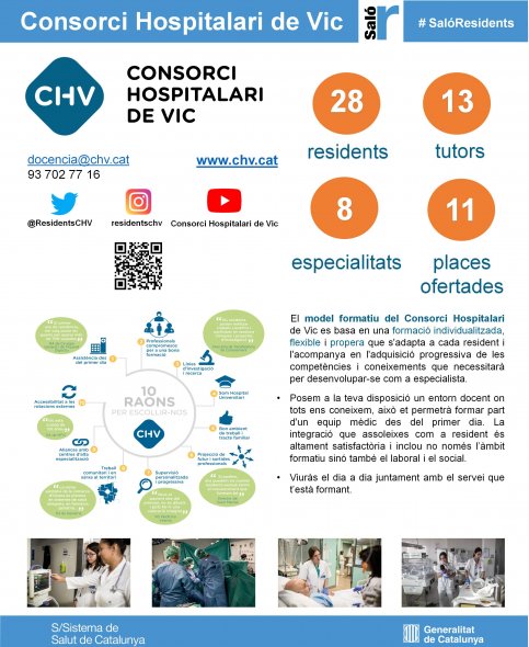 Pòster informatiu sobre la formació sanitària especialitzada que ofereix el CHV